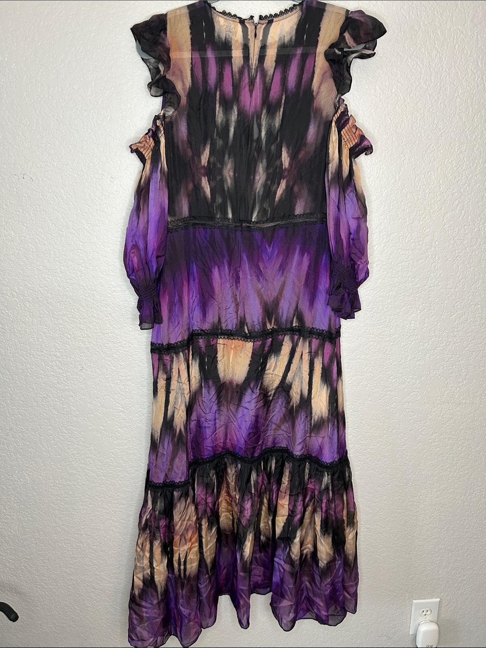 Marchesa Rosa Abstract Viscose Silk Blend Maxi Dress Sz 10 Victorian Renaissance - Picture 7 of 8